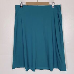 Athleta Cosmic Midi Skirt Plus 1X Blue Stretch Comfort Pull On Side Pockets